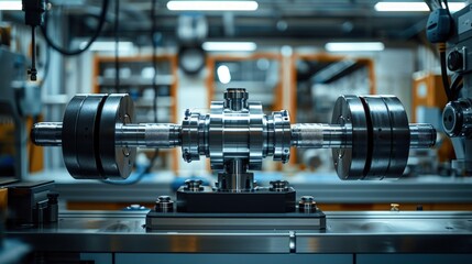 Naklejka premium Precision Machine Part in a Factory Setting.