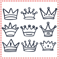 Royal Crown Vector Icons   Hand Drawn Symbols for Elegant Graphics