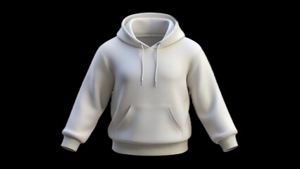 Stylish White Hoodie Mockup on Black Background - Perfect for Fashion Design and Branding Presentations