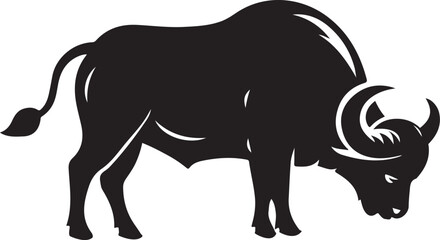Buffalo silhouette vector illustration and icon