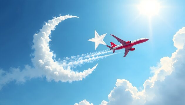 Epic Turkish Air Force Jet Creating Crescent and Star in the Sky