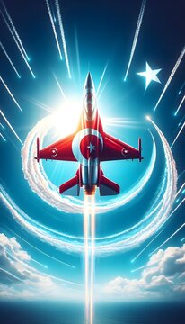 Epic Turkish Air Force Jet Creating Crescent and Star in the Sky