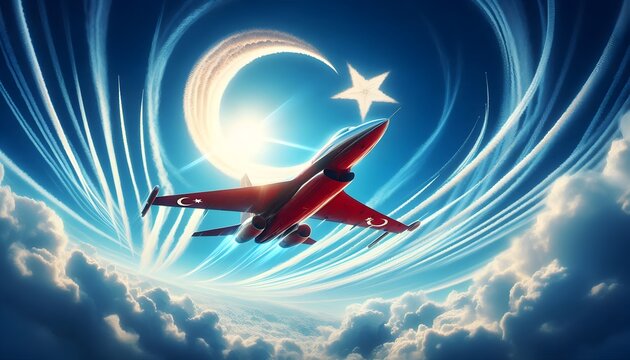 Epic Turkish Air Force Jet Creating Crescent and Star in the Sky