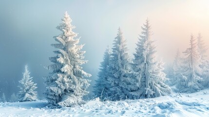 Naklejka premium Winter forest wallpaper