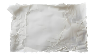 Obraz premium White crumpled large piece of blank paper isolated on transparent background