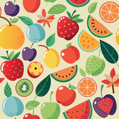 Vibrant Seamless Pattern of Fresh and Juicy Fruits for Healthy Designs.