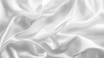 Obraz premium A high-resolution, close-up photograph of pristine white silk fabric draped and flowing, showcasing its luxurious texture, elegant drape, and soft sheen. The image conveys concepts of purity, luxury, 
