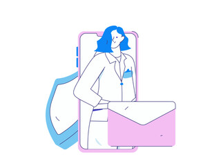 Medical characters fighting the epidemic flat vector concept operation hand drawn illustration
