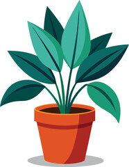 Plant in pot with green leaves Illustration