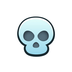 Isolated flat 3d skull icon for game, interface, sticker, app. The sign in a cartoon style for match 3, arcade, rpg. The enemy sprite for craft element in hyper casual mobile game
