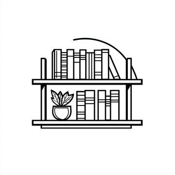 recommend clip art: Library Essentials: Minimalist Bookshelf Line Art Logo