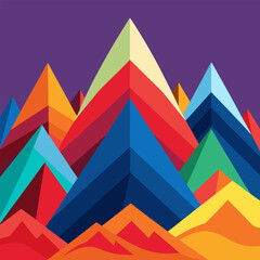 A vector painting of a colorful mountains