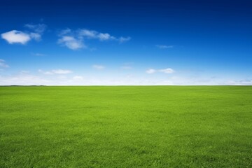 Obraz premium Serene Green Field Under a Blue Sky - Nature Landscape Photography