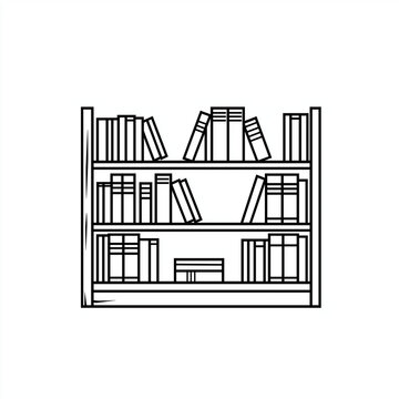 recommend clip art: Contemporary Bookshelf Line Art: Minimalist Logo Art on a White Background