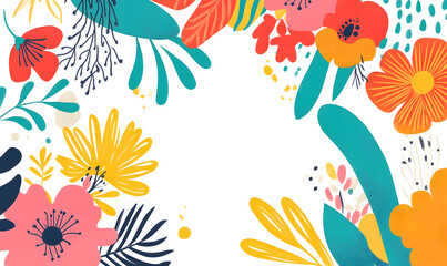 Obraz premium floral and leaf on white background in doodle-style tile designs with graphic format.