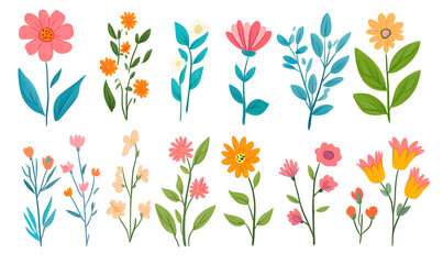 Obraz premium floral and leaf on white background in doodle-style tile designs with graphic format.