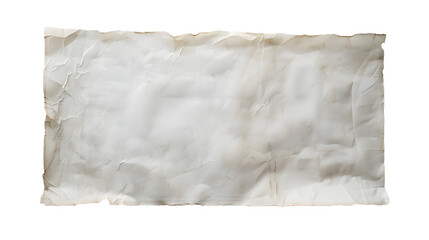 White crumpled large piece of blank paper isolated on transparent background