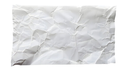 White crumpled large piece of blank paper isolated on transparent background