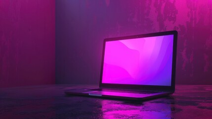 Laptop in a Purple and Pink Neon Glow