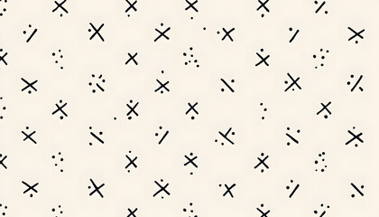 Obraz premium Repeating patterns of small, simple shapes like dots, crosses, or lines, spaced out across a solid background