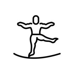 Black line icon for gymnastics