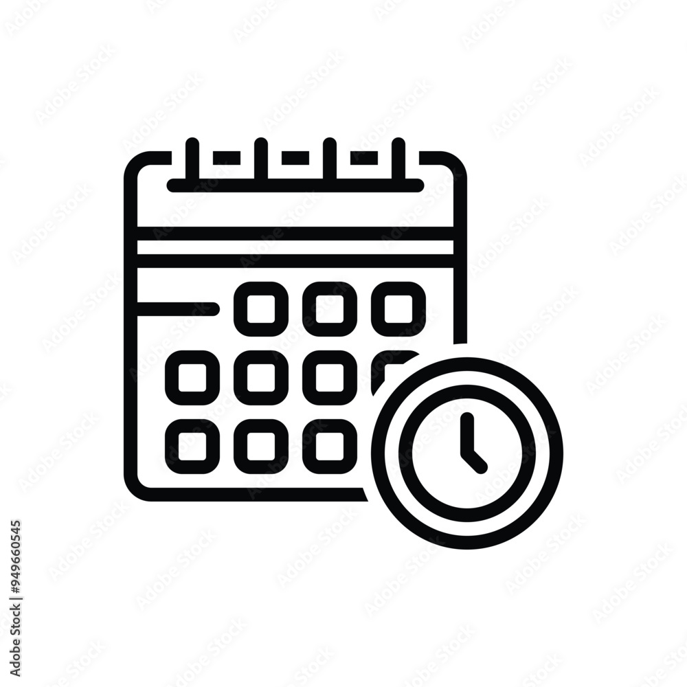 Wall mural black line icon for schedule