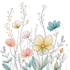 Naklejka premium floral and leaf on white background in doodle-style tile designs with graphic format.