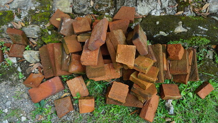 pile of unused broken bricks