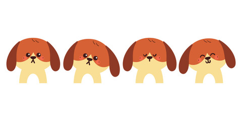 hand drawing cartoon puppy sticker set. cute animal drawing, doodle set