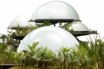 Obraz premium Futuristic Dome Structures with Tropical Plants