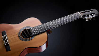 Fototapeta premium Guitar with Detailed Strings on Black
