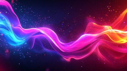 Obraz premium Neon futuristic flashes on black background. Motion light lines backdrop. For banner, postcard, illustration.