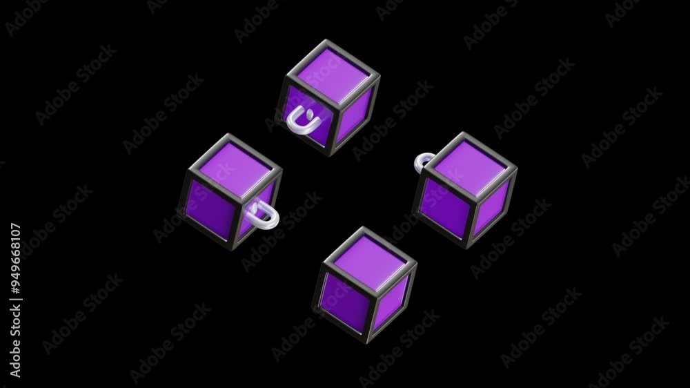 Poster 3d animation of blockchain technology allows data to be stored | alpha channel