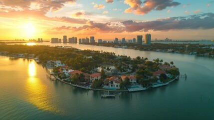 Naklejka premium Bay Harbor Islands. Miami Beachfront Residential Area with Bay Views