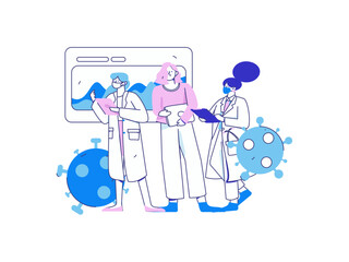 Medical characters fighting the epidemic flat vector concept operation hand drawn illustration
