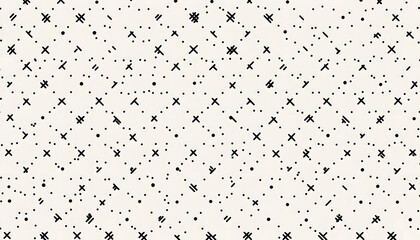 Fototapeta premium Repeating patterns of small, simple shapes like dots, crosses, or lines, spaced out across a solid background