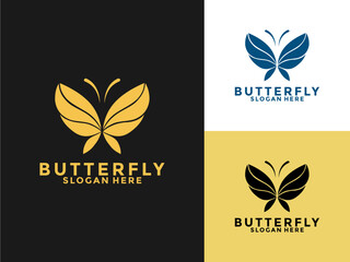 Butterfly Gold Beauty logo icon, Creative abstract butterfly logo design Premium Vector