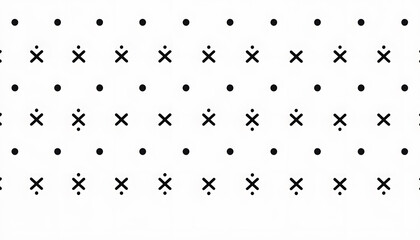 Obraz premium Repeating patterns of small, simple shapes like dots, crosses, or lines, spaced out across a solid background