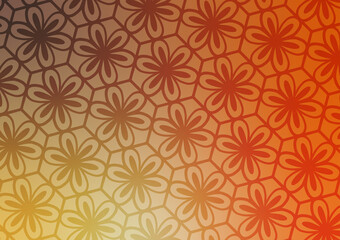 Orange flower pattern line hexagon background