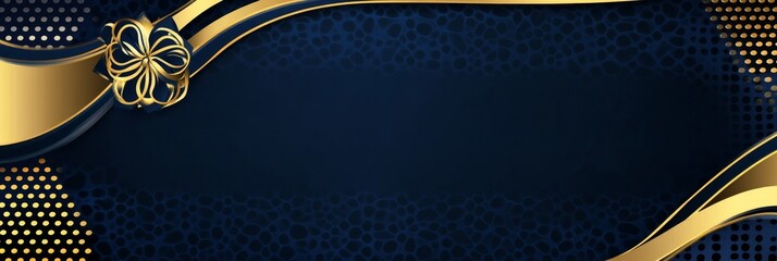 This certificate template features a sophisticated design with a navy blue background and gold accents. The gold ribbon and ornate flourish symbolize achievement, success, and recognition. A subtle pa