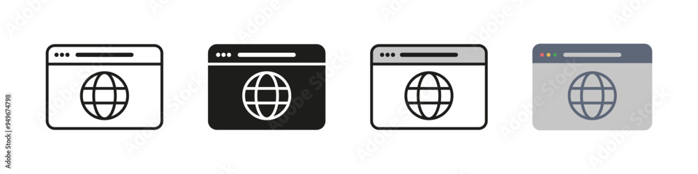 Wall mural browser icon. browser open window sign. empty browser page vector set. website isolated simple frame