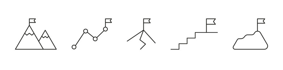 Target aim sign. Goal vector set. Bulls eye icon isolated. Mountain peak top achievement