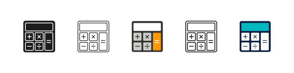 Calculator icon. Calculating vector set. Line design calculator sign.