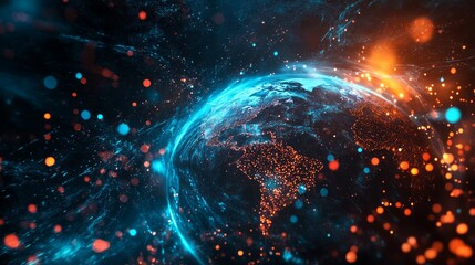 Obraz premium worldwide network connection, digital art illustration,