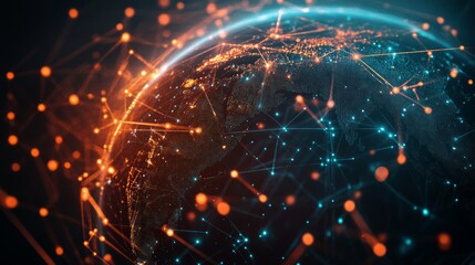 Obraz premium worldwide network connection, digital art illustration,