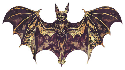 Naklejka premium PNG Gothic bat illustration with intricate details.