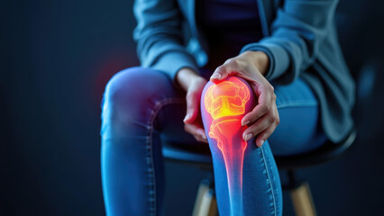 personne se plaignant d'une douleur au genou, inflammation visible par rayon X