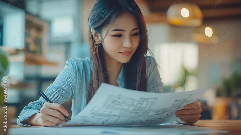 Poster diverse engineer team working at the office table with construction plans and architect equipment an