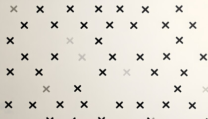 Fototapeta premium Repeating patterns of small, simple shapes like dots, crosses, or lines, spaced out across a solid background