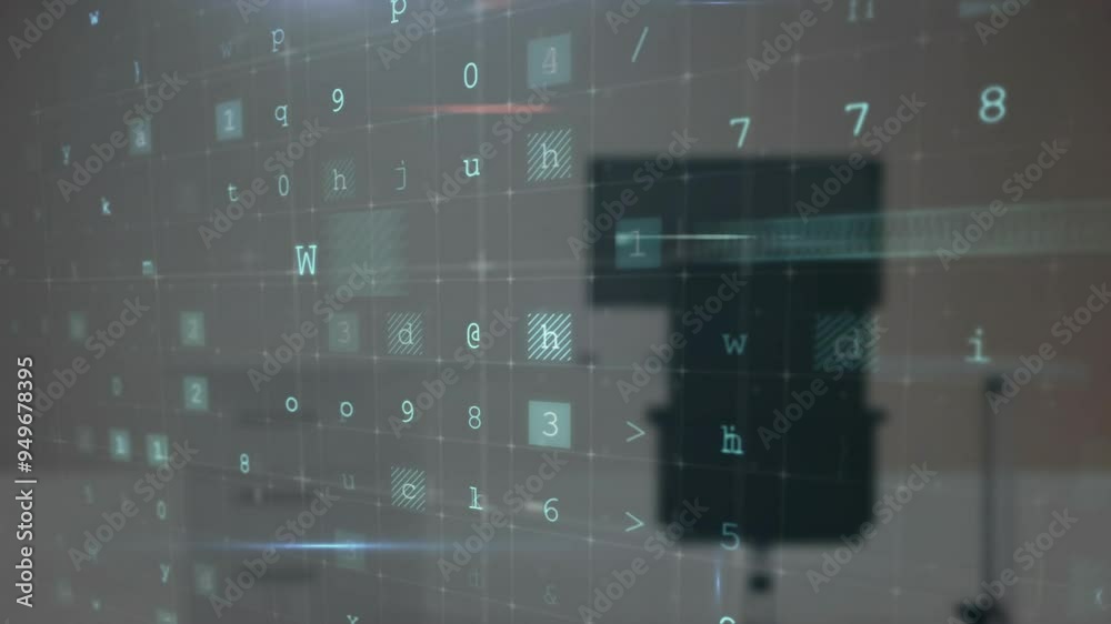 Poster warning text animation over grid with numbers and symbols